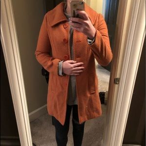 Orange Peacoat with buttons and pockets